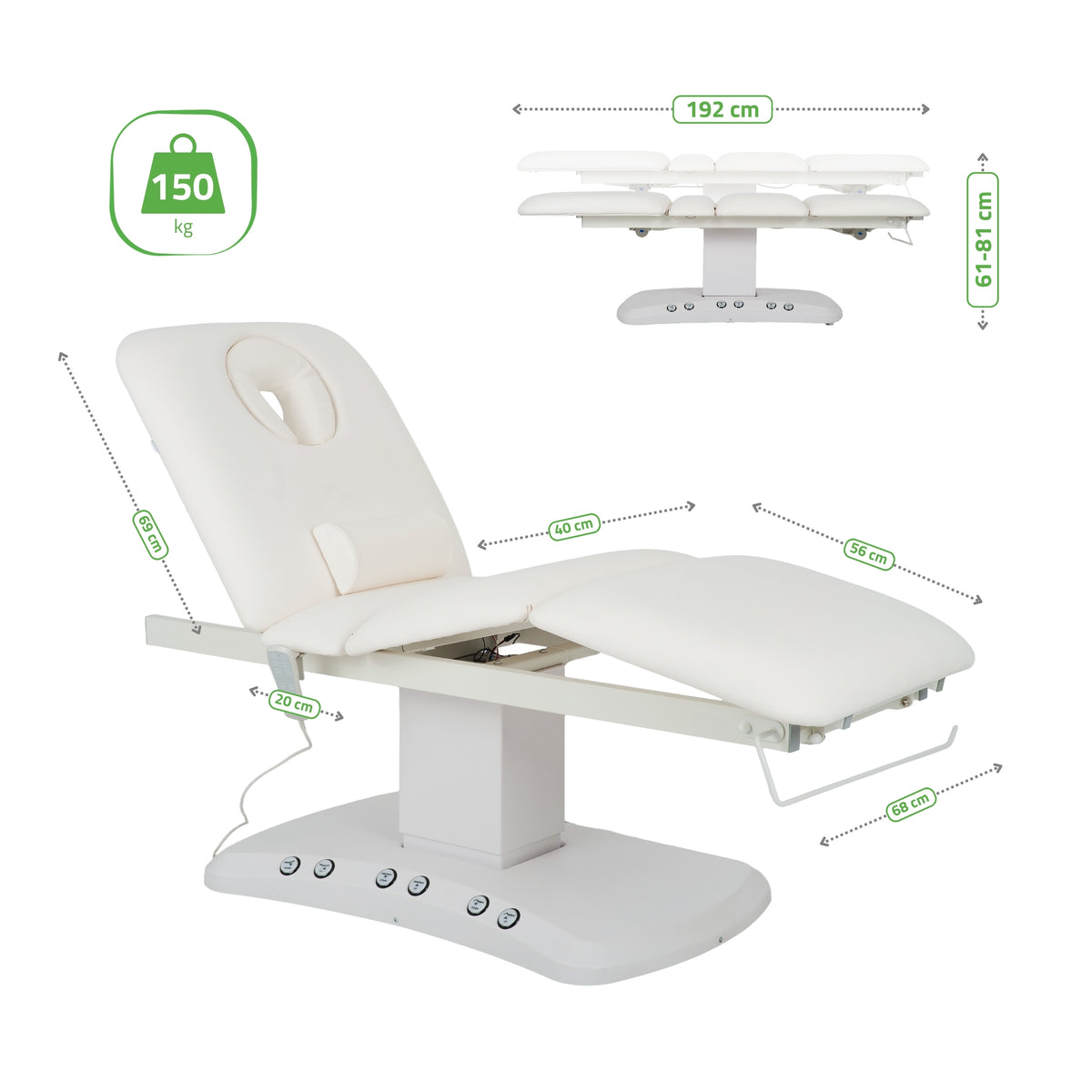 Kosmetikliege Elektrisch mit Heizung | Serenity Ergo 4 | für Massage und SPA Anwendungen