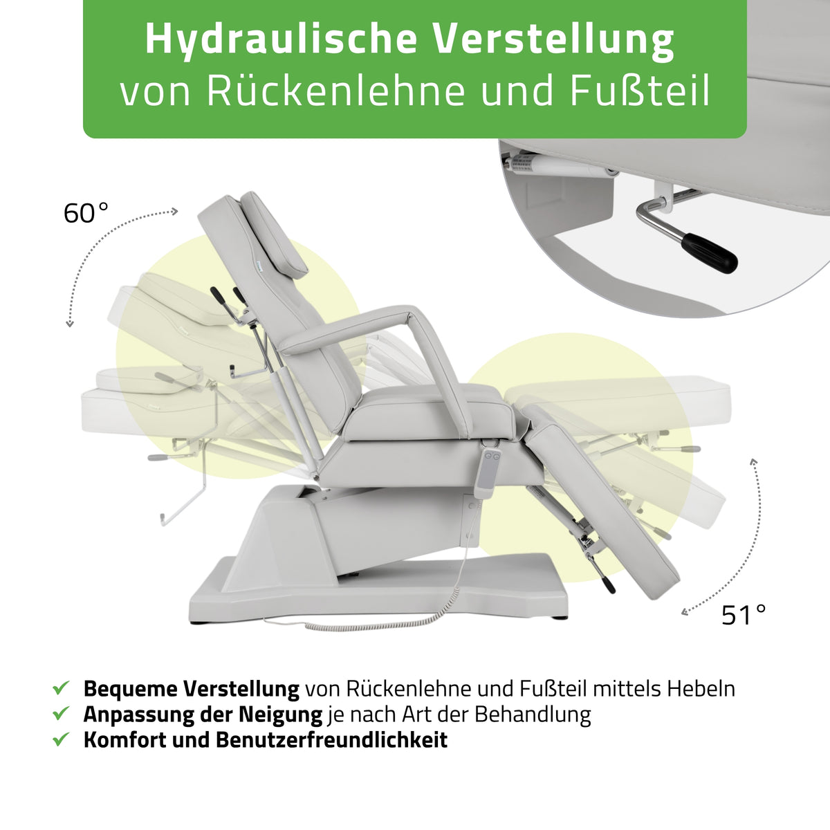 Kosmetikliege Elektrisch Laris | Kosmetiksessel mit elektrischer Verstellung | 1 Motor, Handfernbedienung