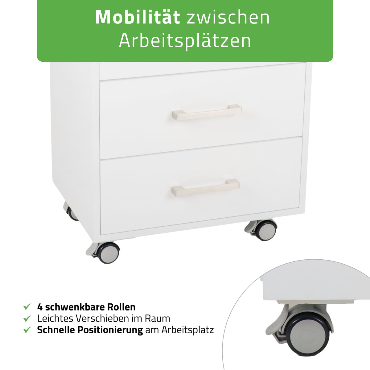 Habys Kosmetiktisch Milo | mit 3 Schubladen | Weiß