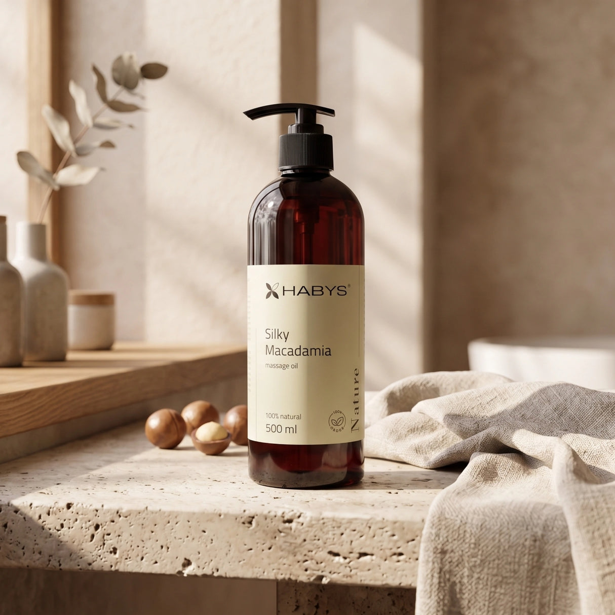 Habys Massageöl Daily Spa Nature Silky Macadamia | 500 ml mit Pumpe