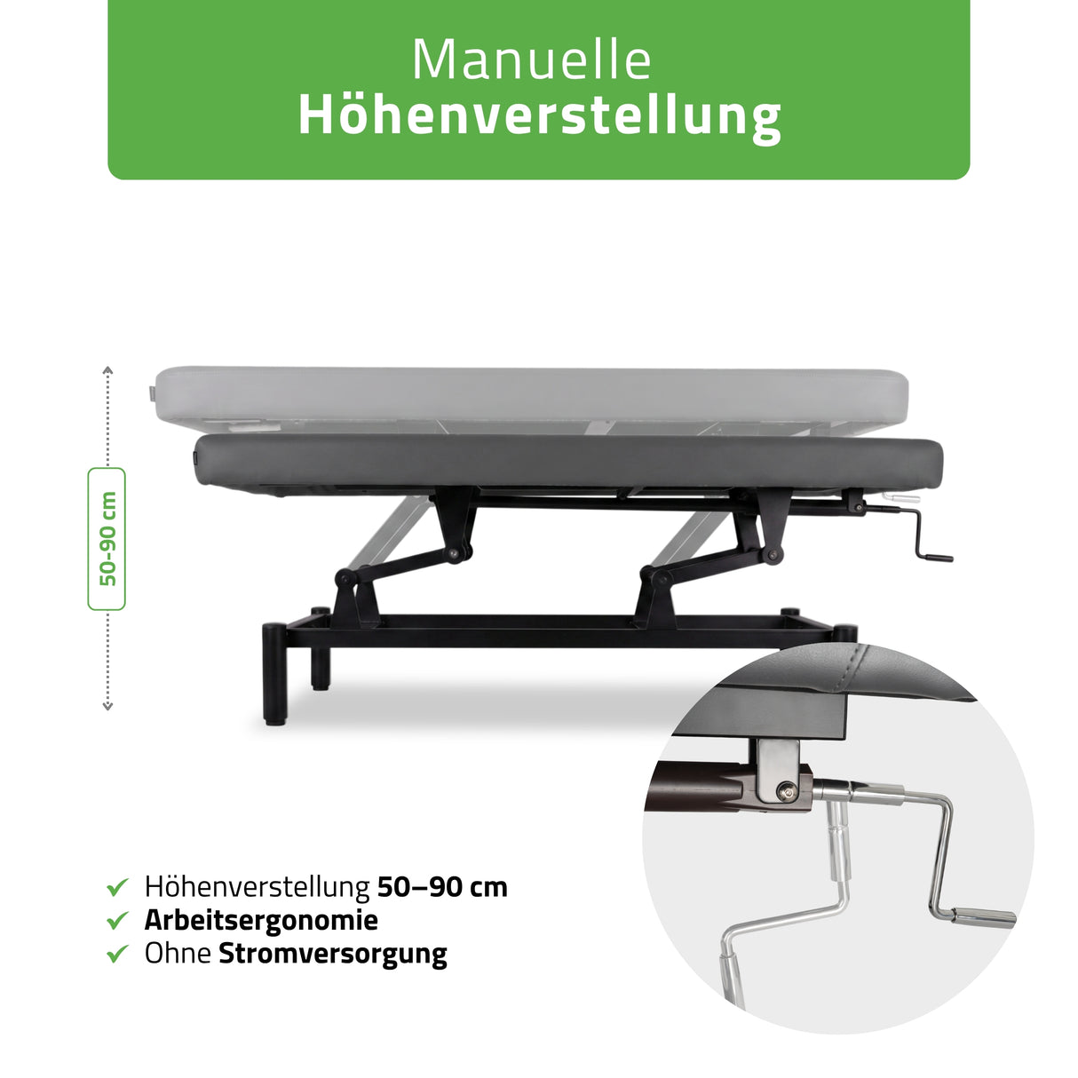 Stationäre Massageliege Vigo 1  | mit Kurbelverstellung
