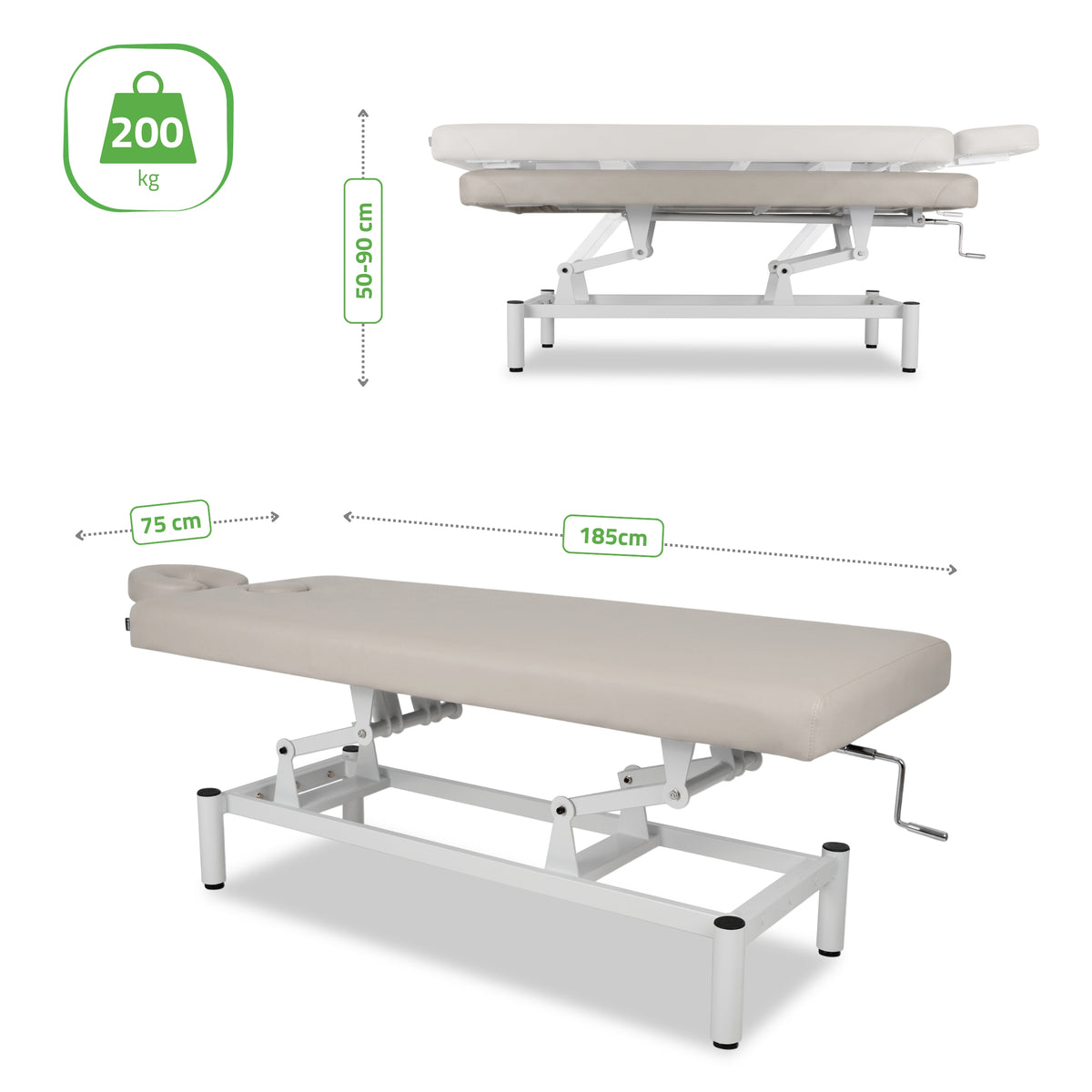 Stationäre Massageliege Vigo 1  | mit Kurbelverstellung