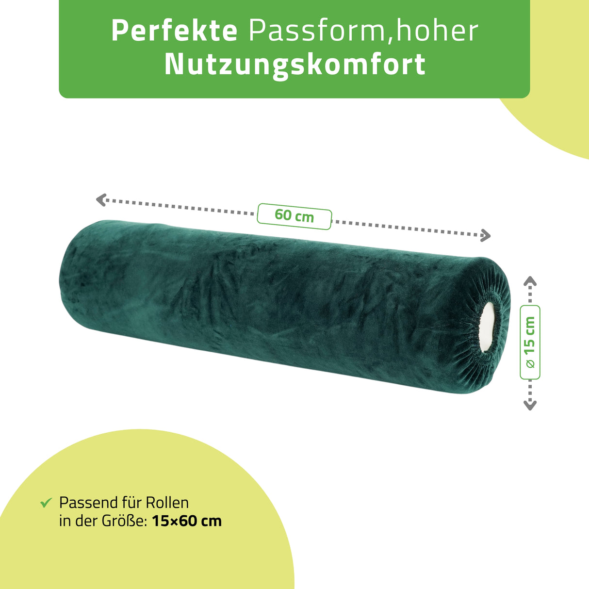 Velours Bezug für Lagerungsrolle mit Gummizug  | 15x60
