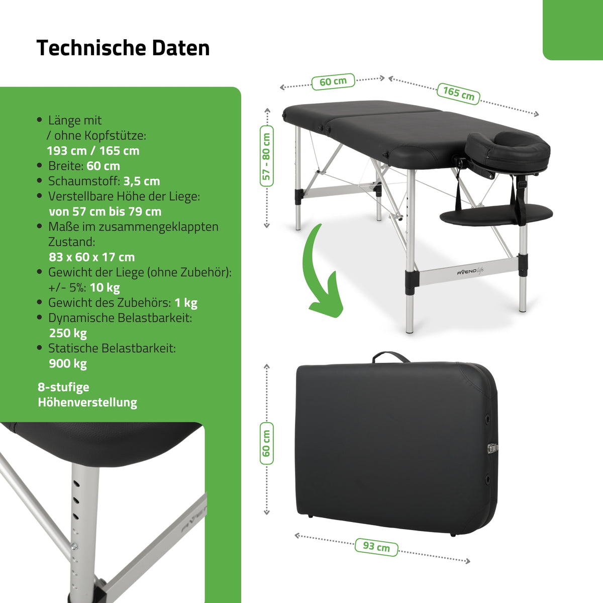Massageliege Klappbar Nina | Kosmetikliege Tattooliege