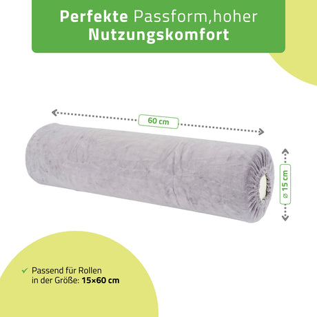 Velours Bezug für Lagerungsrolle mit Gummizug  | 15x60