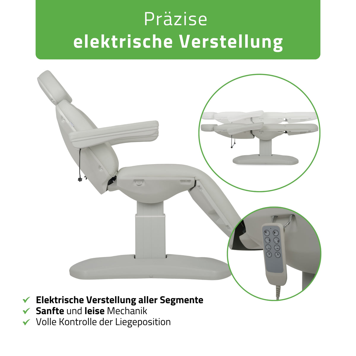 Kosmetikliege Elektrisch | Ravia PRO 3 | Kosmetiksessel mit elektrischer Verstellung | Handfernbedienung | 4 Elektromotoren