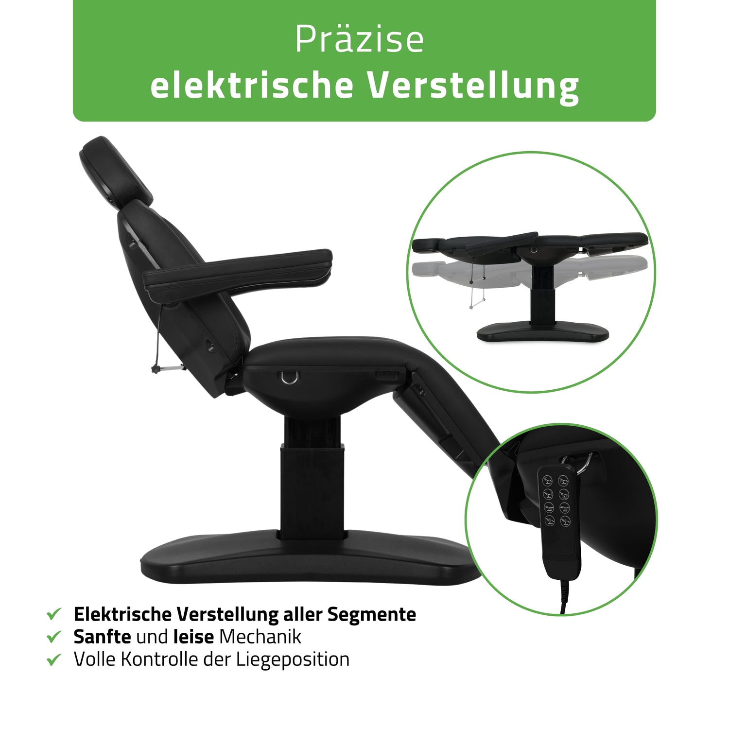 Kosmetikliege Elektrisch | Ravia PRO 3 | Kosmetiksessel mit elektrischer Verstellung | Handfernbedienung | 4 Elektromotoren