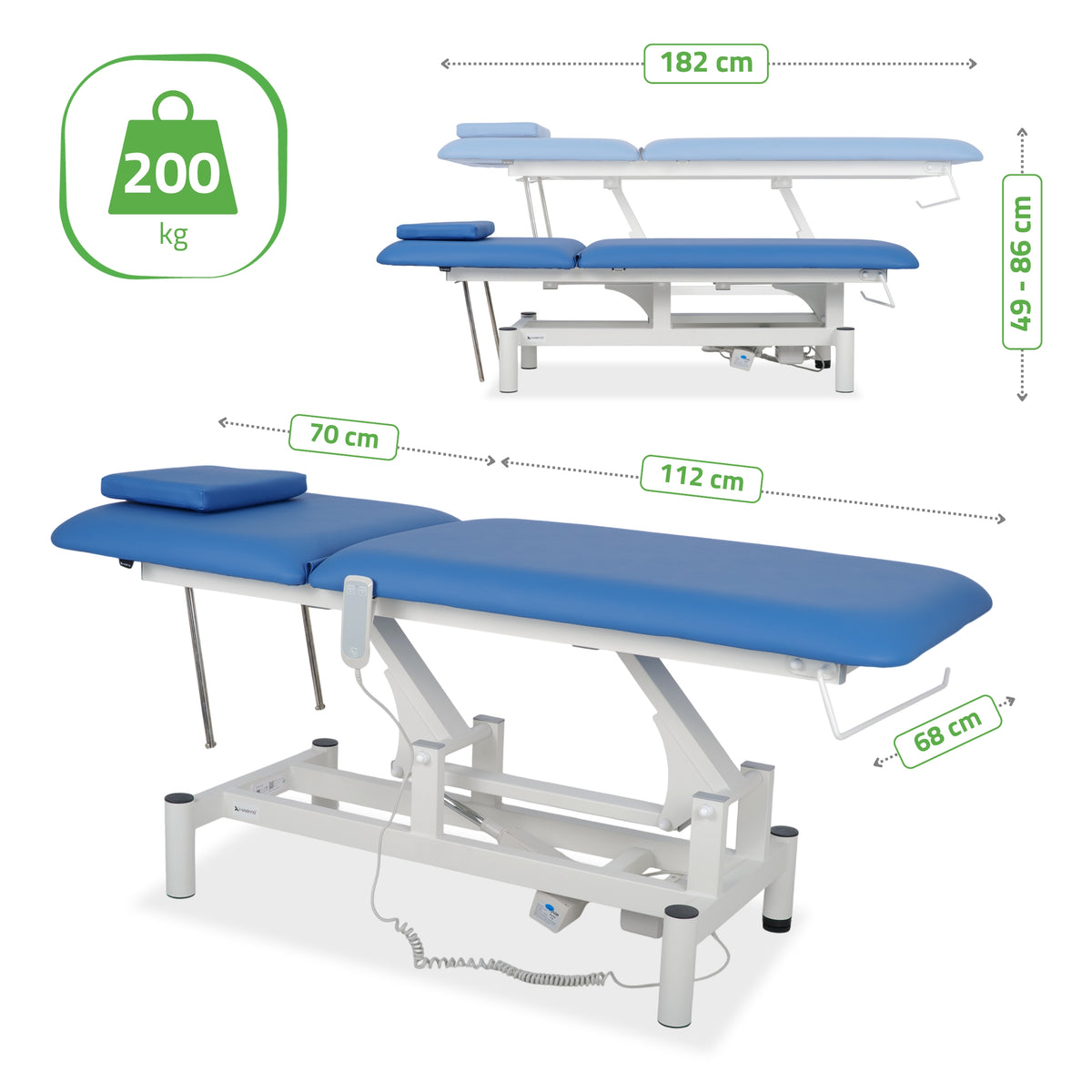 Massageliege Elektrisch Optima | 2-Segmente | Handfernbedienung