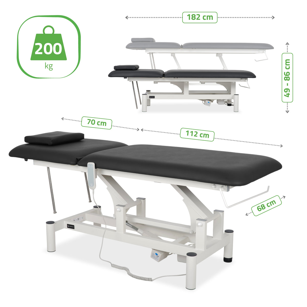 Massageliege Elektrisch Optima | 2-Segmente | Handfernbedienung
