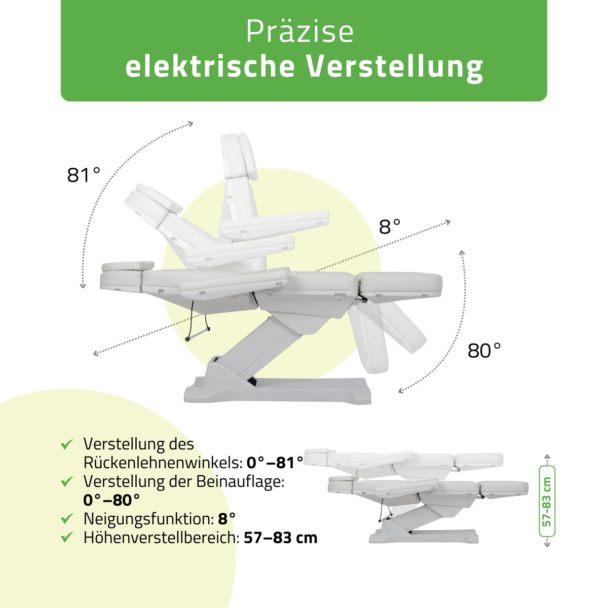 Kosmetikliege Elektrisch | Selia PRO 4 | Kosmetiksessel mit elektrischer Verstellung | Handfernbedienung