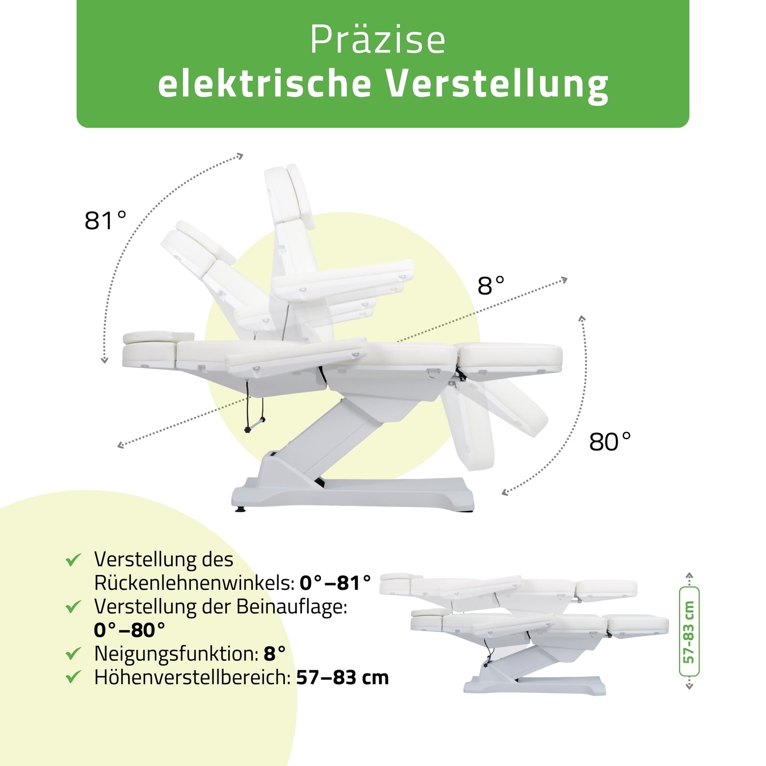 Kosmetikliege Elektrisch | Selia PRO 4 | Kosmetiksessel mit elektrischer Verstellung | Handfernbedienung