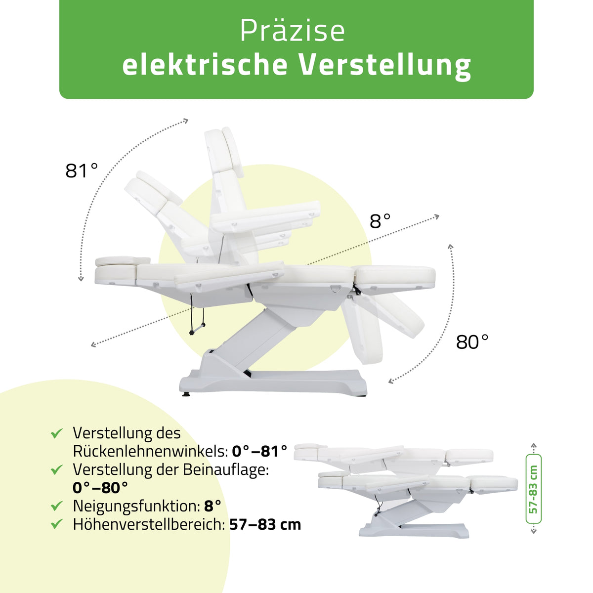Kosmetikliege Elektrisch | Selia PRO 4 | Kosmetiksessel mit elektrischer Verstellung | Handfernbedienung