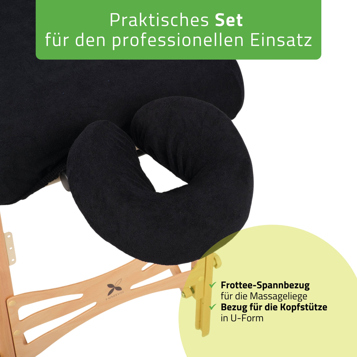 Set | Einteiliges Frottee Spannlaken für klappbare Massageliegen 60-65/180-185 | + Frottee-Bezug für die Kopfstütze