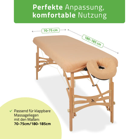 Set | Einteiliges Frottee Spannlaken für klappbare Massageliegen 70-75/180-185 | + Frottee-Bezug für die Kopfstütze