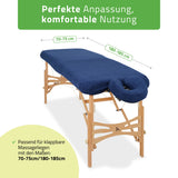 Set | Einteiliges Frottee Spannlaken für klappbare Massageliegen 70-75/180-185 | + Frottee-Bezug für die Kopfstütze