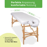 Set | Einteiliges Frottee Spannlaken für klappbare Massageliegen 70-75/180-185 | + Frottee-Bezug für die Kopfstütze