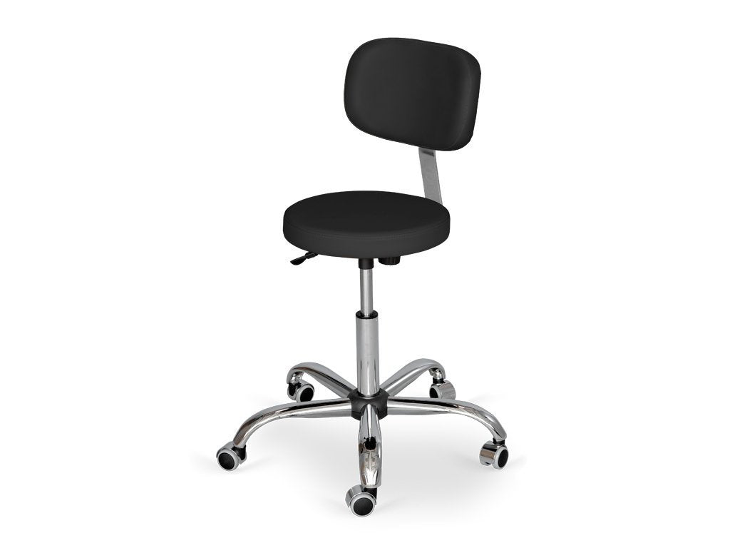 Habys Rollhocker Stella Pro mit Rückenlehne | Chrom-Design