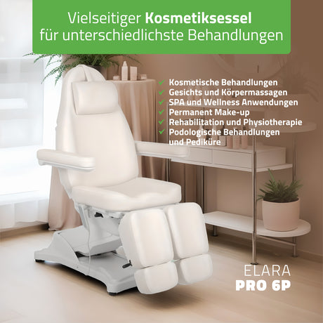 Kosmetikliege Elektrisch | Elara PRO 6P | Kosmetiksessel mit elektrischer Verstellung | Handfernbedienung | 2 - Motoren