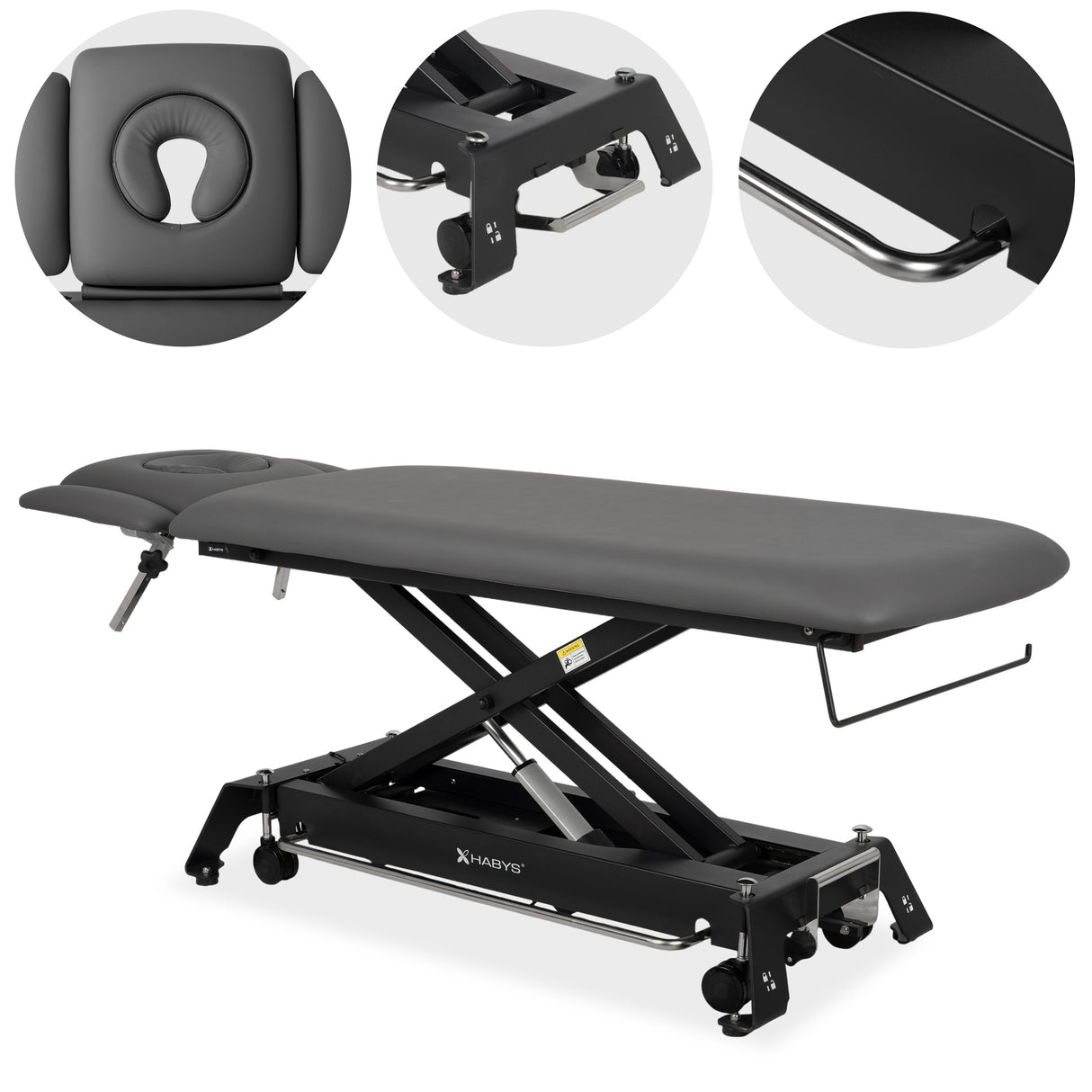 Therapieliege Elektrisch Evero Cross X4 Ergo | 4-Segmente | Steuerrahmen | Grau-Schwarz