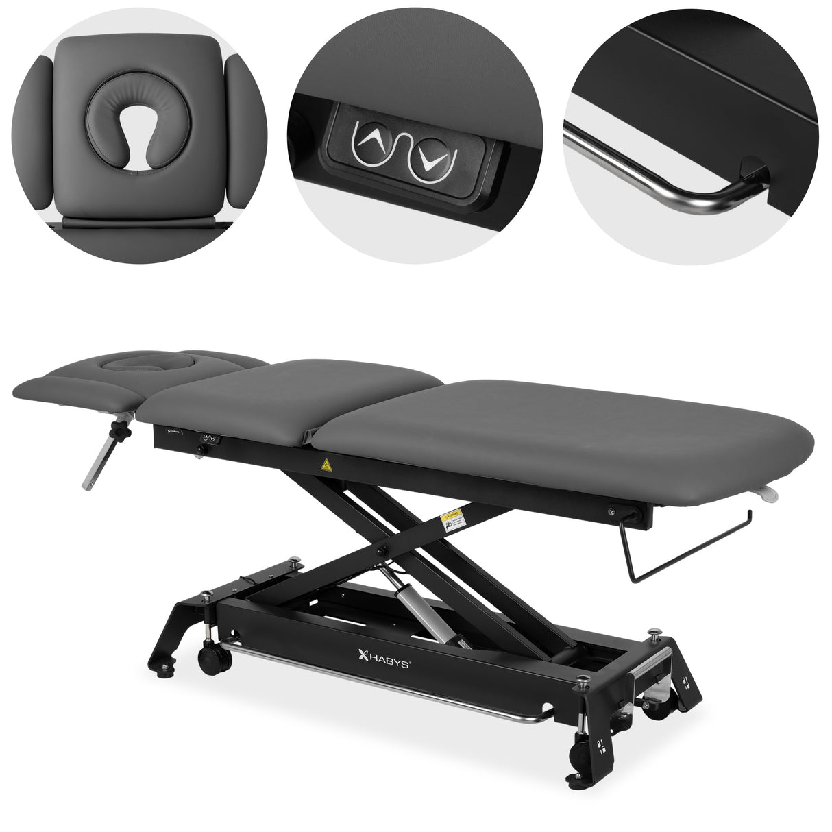 Therapieliege Elektrisch Evero Cross X5 Ergo | 5-Segmente | Steuerrahmen | Grau-Schwarz
