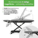 Therapieliege Elektrisch Evero Cross X5 Ergo | 5-Segmente | Steuerrahmen | Grau-Schwarz