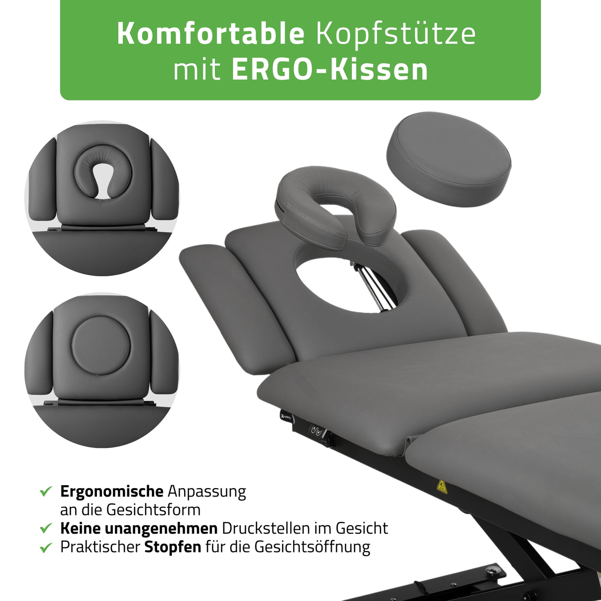 Therapieliege Elektrisch Evero Cross X5 Ergo | 5-Segmente | Steuerrahmen | Grau-Schwarz