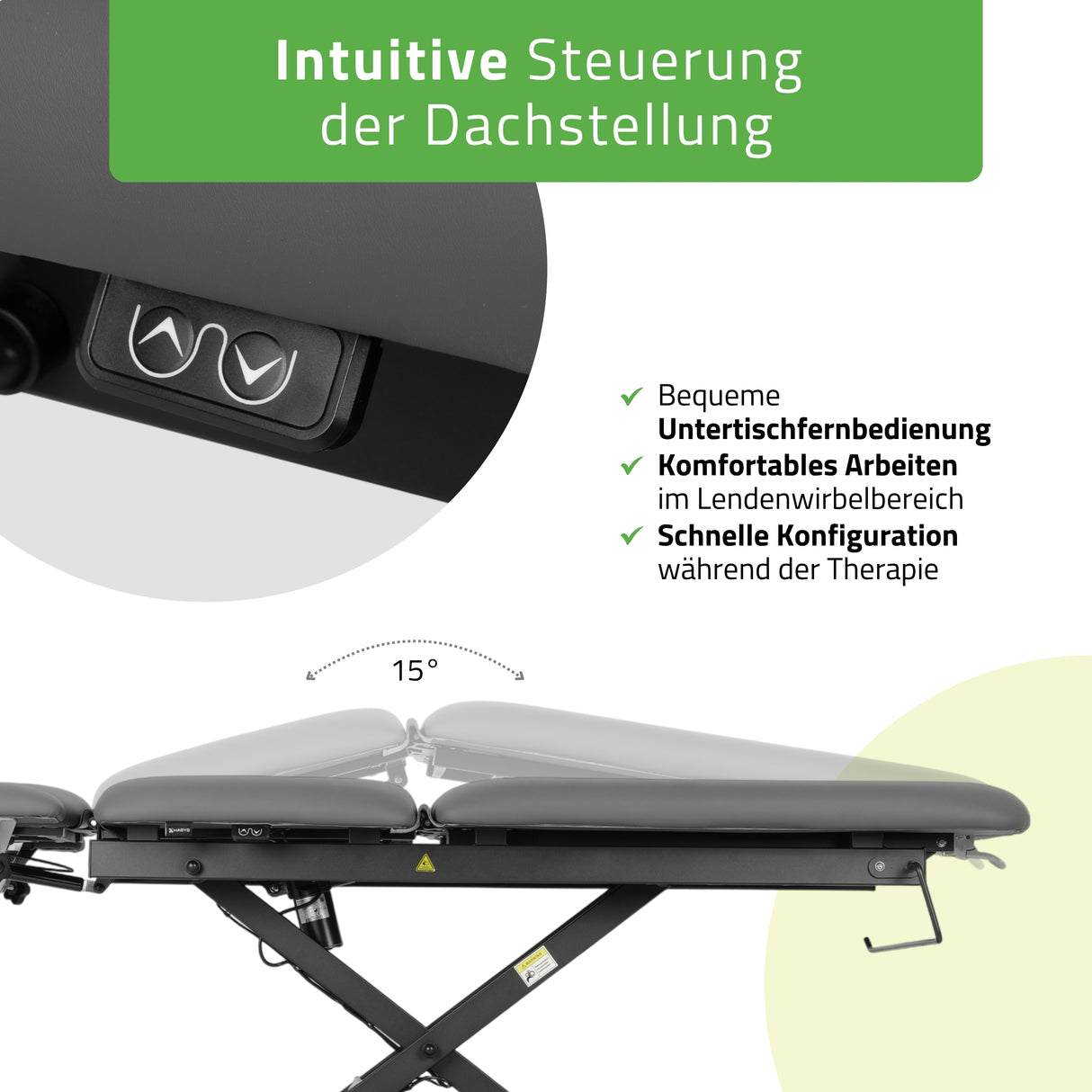 Therapieliege Elektrisch Evero Cross X5 Ergo | 5-Segmente | Steuerrahmen | Grau-Schwarz