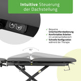 Therapieliege Elektrisch Evero Cross X5 Ergo | 5-Segmente | Steuerrahmen | Grau-Schwarz