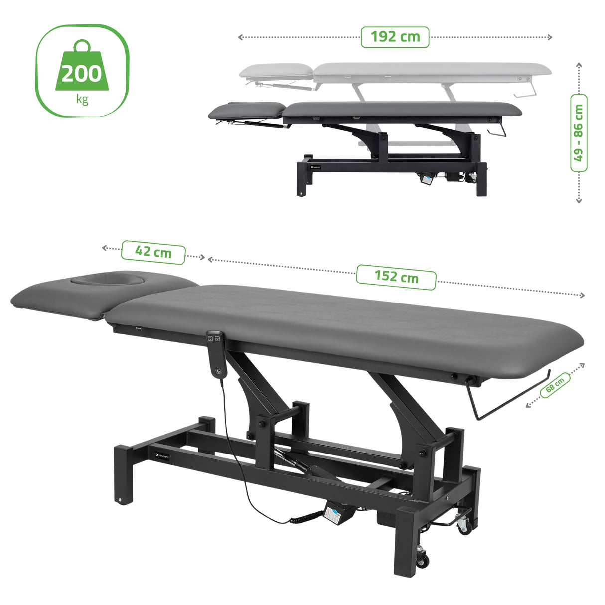 Massageliege Elektrisch Fortis 2 Ergo | 2-Segmente | Handfernbedienung