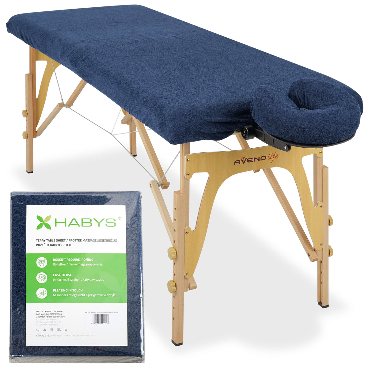 Set | Einteiliges Frottee Spannlaken für klappbare Massageliegen 60/165 | + Frottee-Bezug für die Kopfstütze