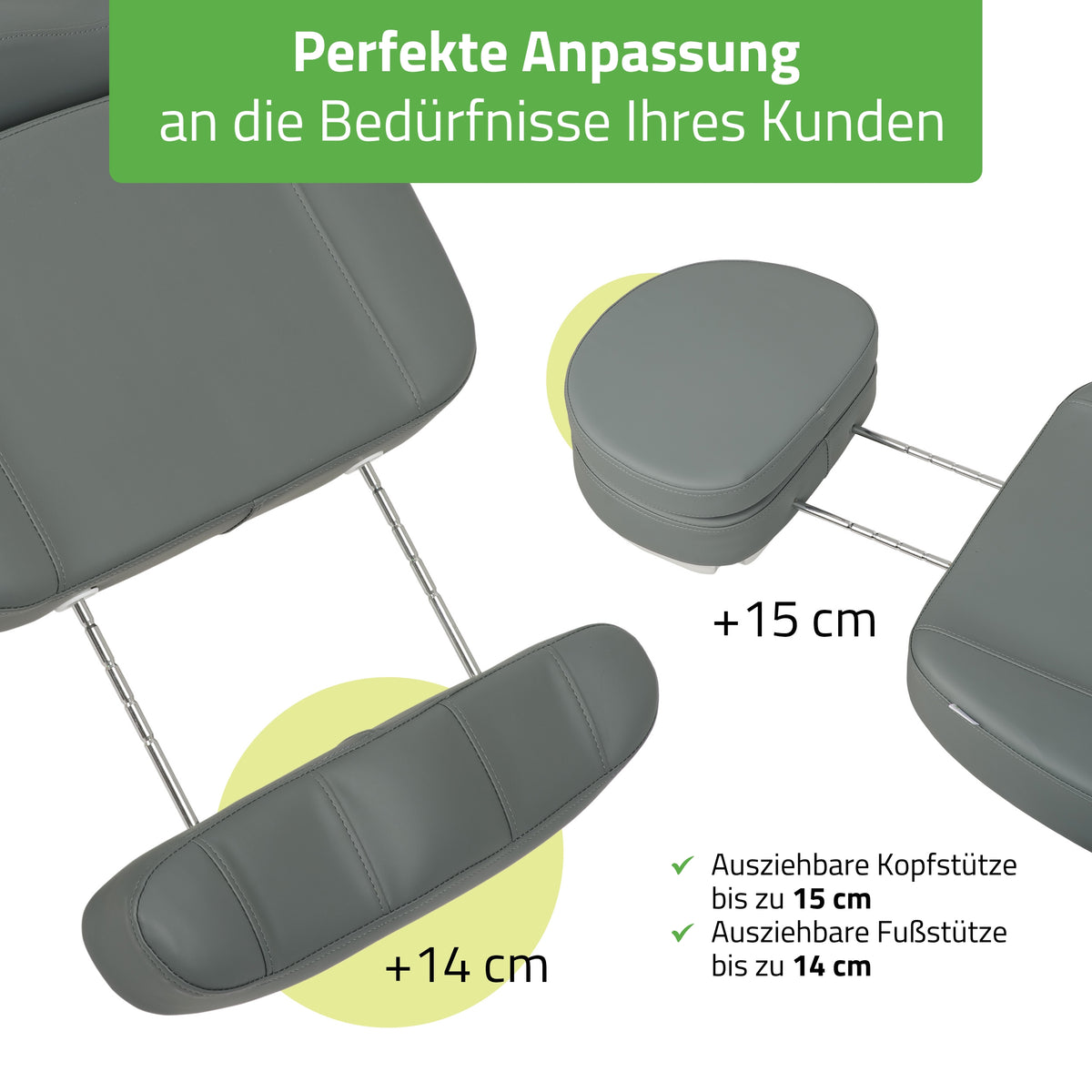 Kosmetikliege Elektrisch | Luxoria PRO 5 | Kosmetiksessel mit elektrischer Verstellung | Grau