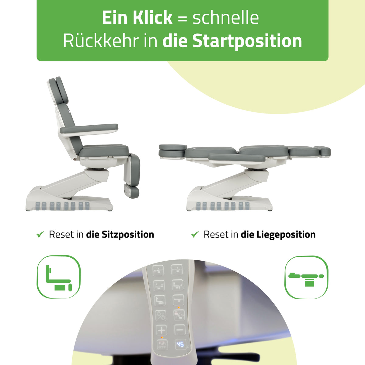 Kosmetikliege Elektrisch | Luxoria PRO 5 | Kosmetiksessel mit elektrischer Verstellung | Grau