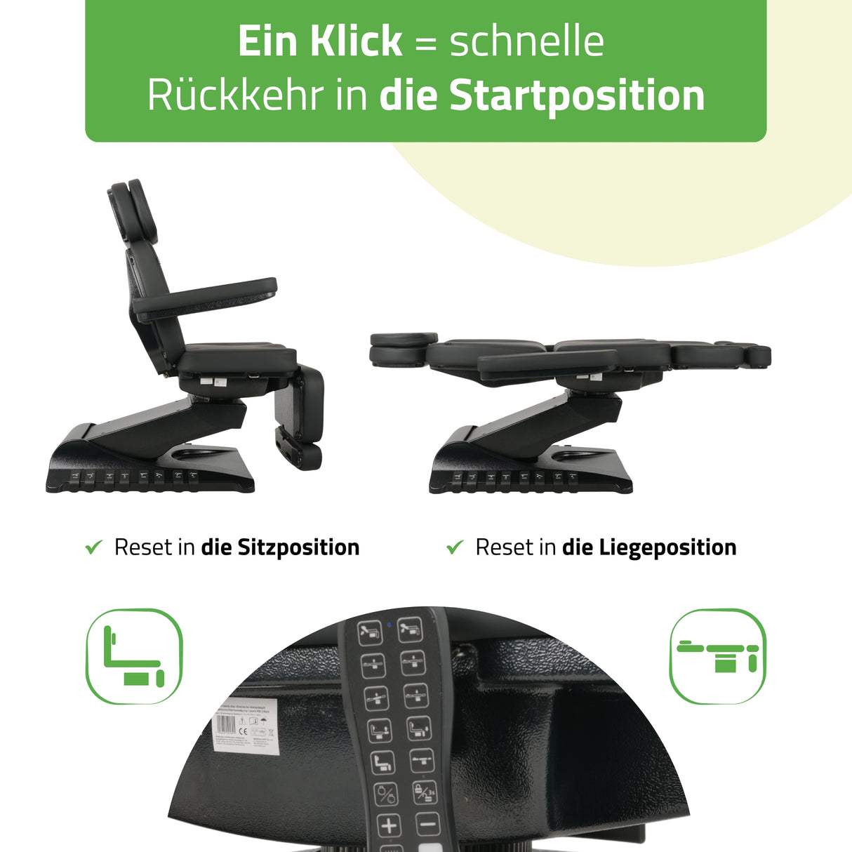 Kosmetikliege Elektrisch | Luxoria PRO 5 | Kosmetiksessel mit elektrischer Verstellung | Schwarz