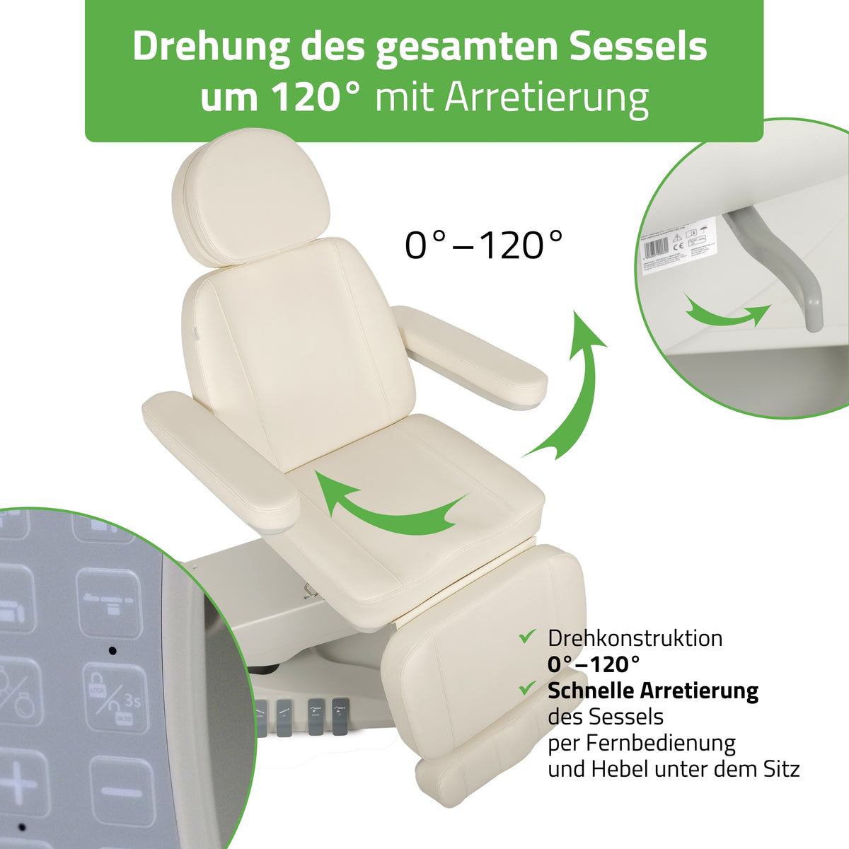Kosmetikliege Elektrisch | Luxoria PRO 5 | Kosmetiksessel mit elektrischer Verstellung | Weiß