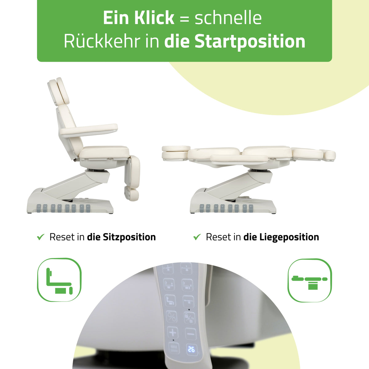 Kosmetikliege Elektrisch | Luxoria PRO 5 | Kosmetiksessel mit elektrischer Verstellung | Weiß