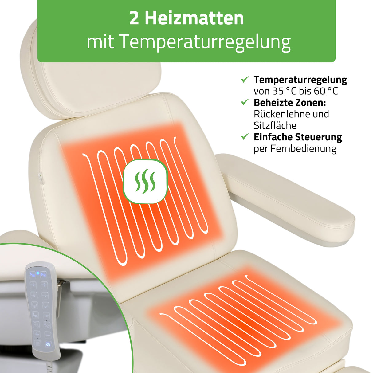 Kosmetikliege Elektrisch | Luxoria PRO 5 | Kosmetiksessel mit elektrischer Verstellung | Weiß