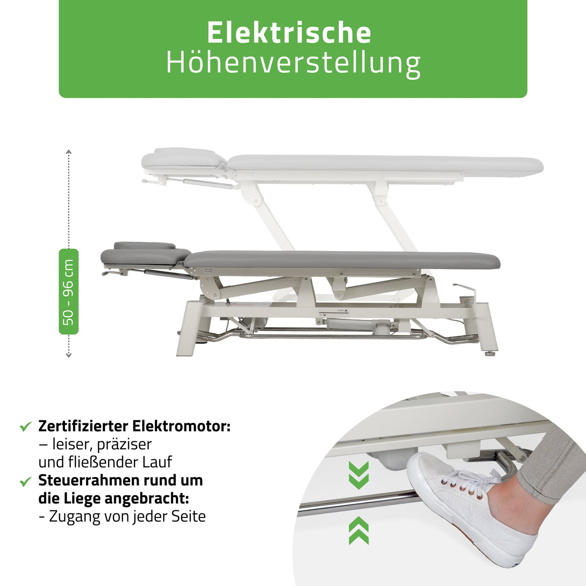 Therapieliege Elektrisch Proxima V2 Ergo | 2-Segmente | Steuerrahmen