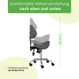 Sattelhocker Sola mit Rückenlehne | Rollhocker