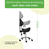 Sattelhocker Sola mit Rückenlehne | Rollhocker