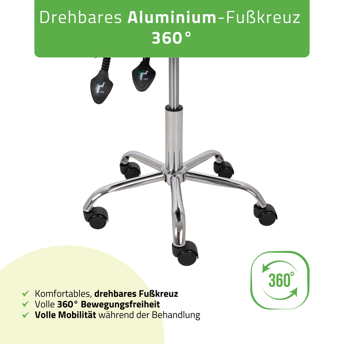 Sattelhocker Sola mit Rückenlehne | Rollhocker
